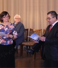 С азербайджанским поэтом Асланом Гёрархылы, 2013 г., выступление в Доме актёра
