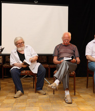 Читка пьесы Рудковского в доме актера: Нестерова Н. В., Павлов О. Н., Рудковский М. С., Куренёв А. М.